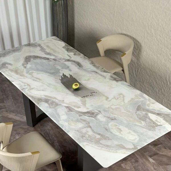 Oyster White Marble Dining Table - Image 4
