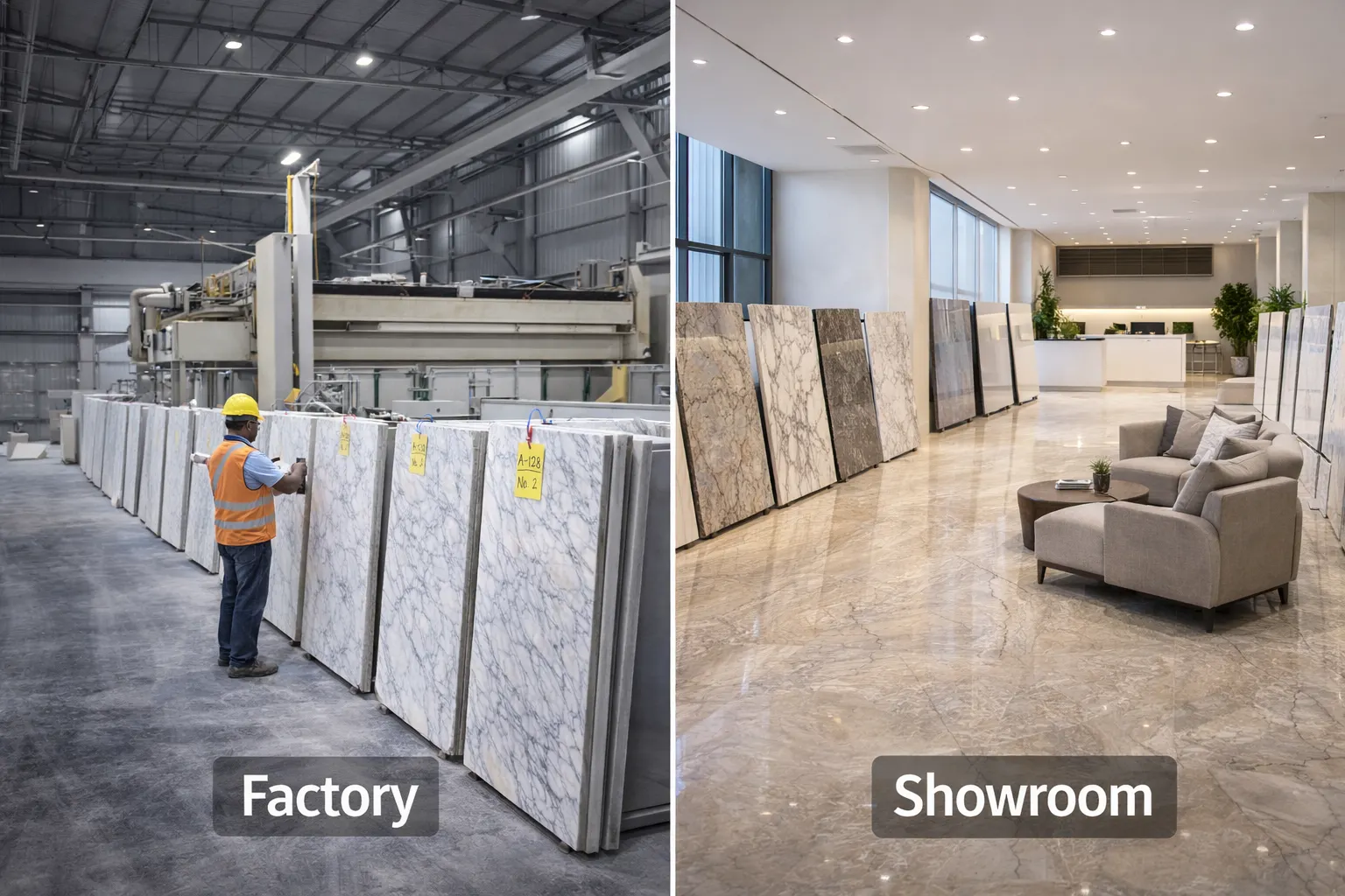Manufacturer vs showroom comparison for stone supplier evaluation after Xiamen Stone Fair 2026