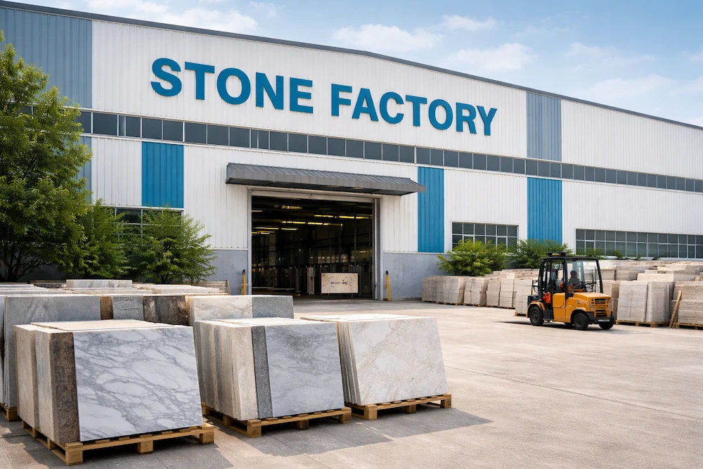 Exterior view of a large natural stone factory in China