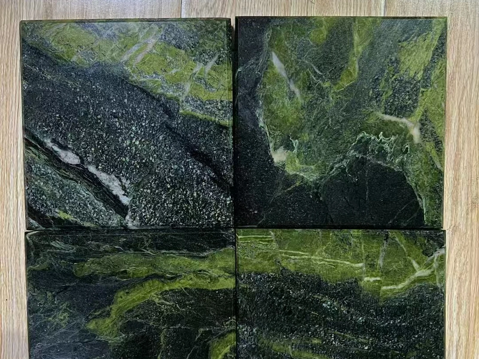 Irish Green Marble sample showing representative green and white natural color variation