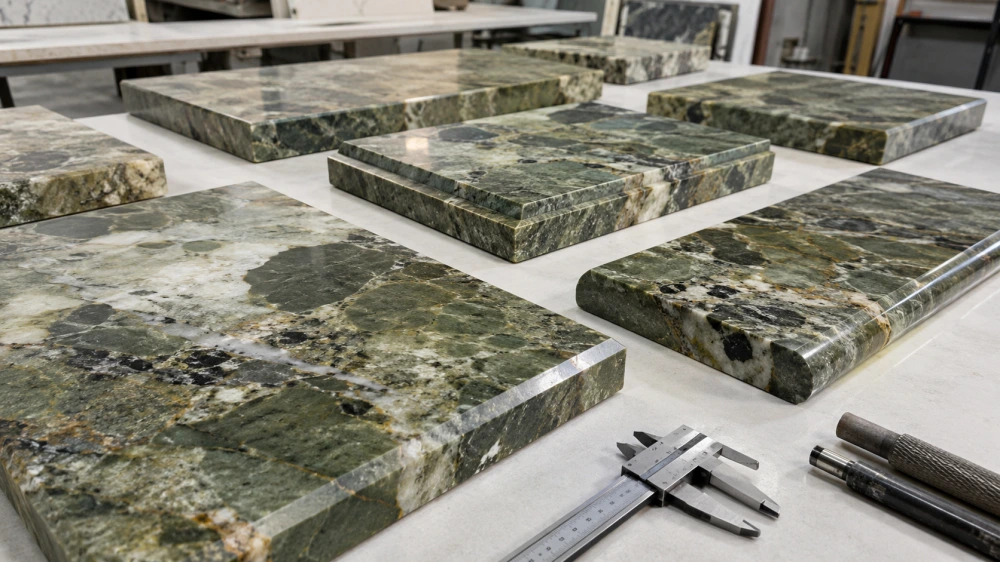 amazon-green-quartzite-edge-profile-samples