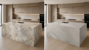 quartzite-porcelain-kitchen-island-application-comparison