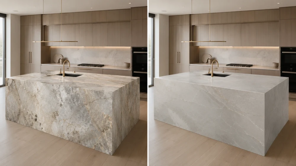 quartzite-porcelain-kitchen-island-application-comparison