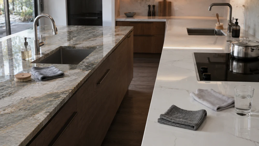 quartzite-porcelain-kitchen-maintenance-comparison