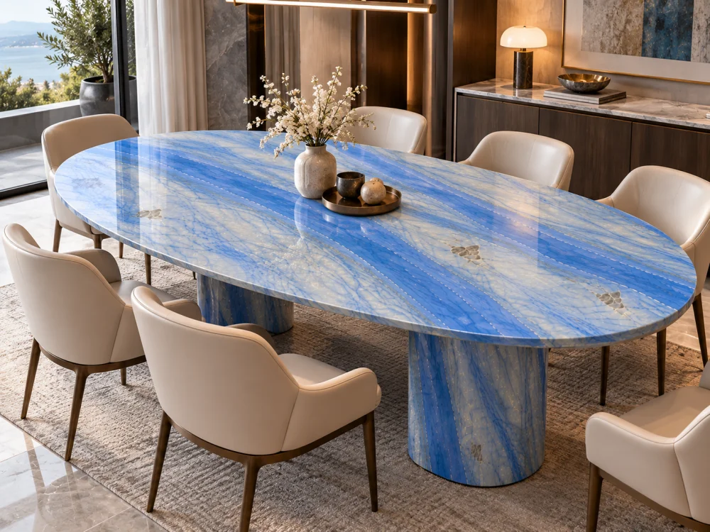 azul-macaubas-quartzite-dining-table-seated-view