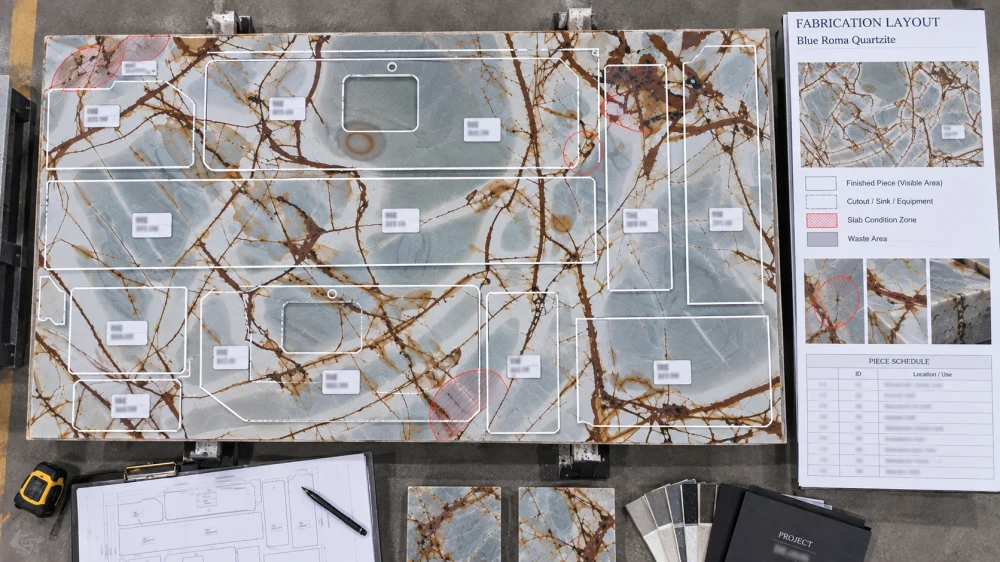 blue-roma-quartzite-repair-condition-cutting-layout
