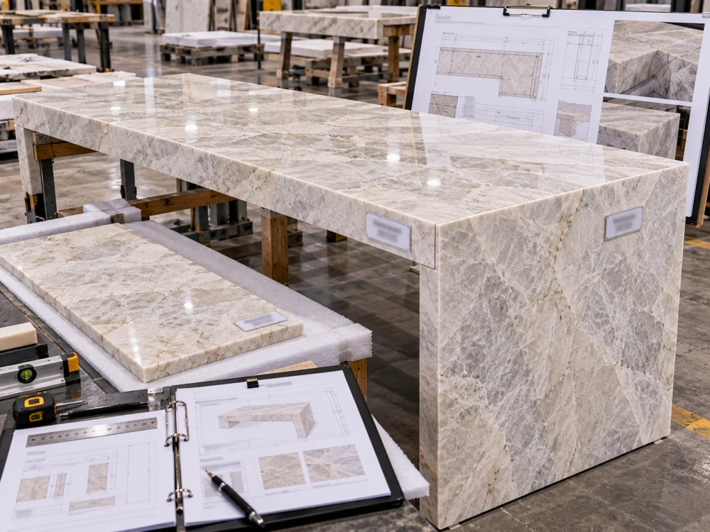 cristallo-quartzite-waterfall-mitre-trial-fit-qc