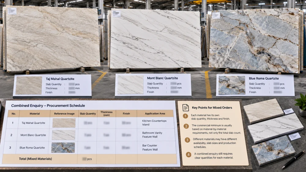 mixed-quartzite-order-material-quantity-schedule