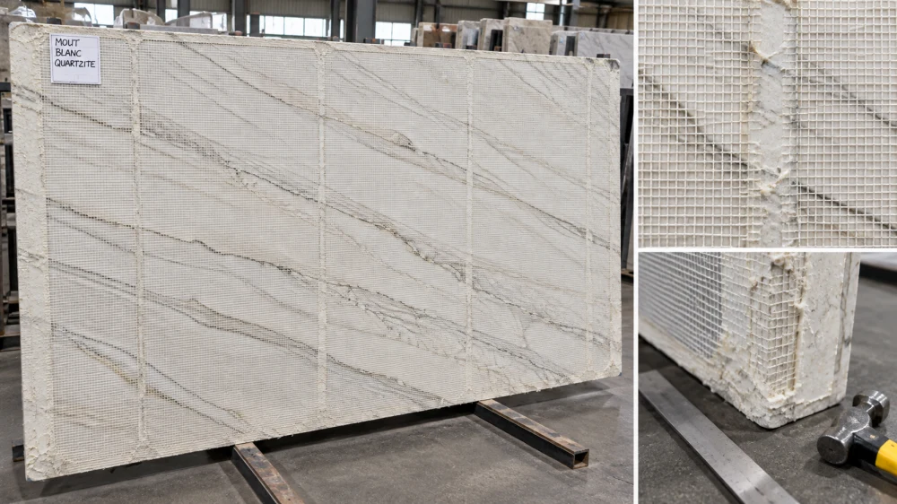 mont-blanc-quartzite-mesh-resin-backing-inspection