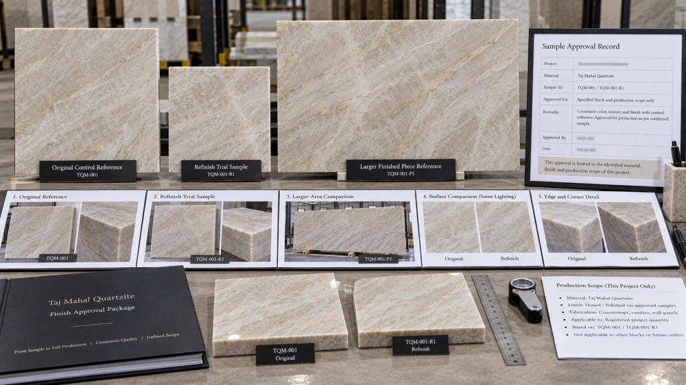 quartzite-refinish-sample-final-approval-record