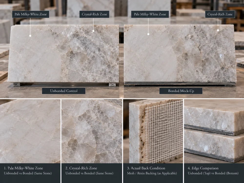 quartzite-crystal-zone-adhesive-discoloration